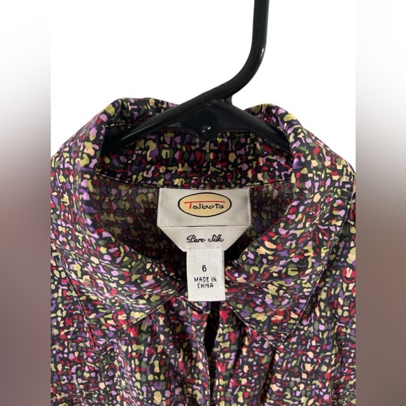 Talbots silk long sleeve collared button down blouse - Picture 3 of 4